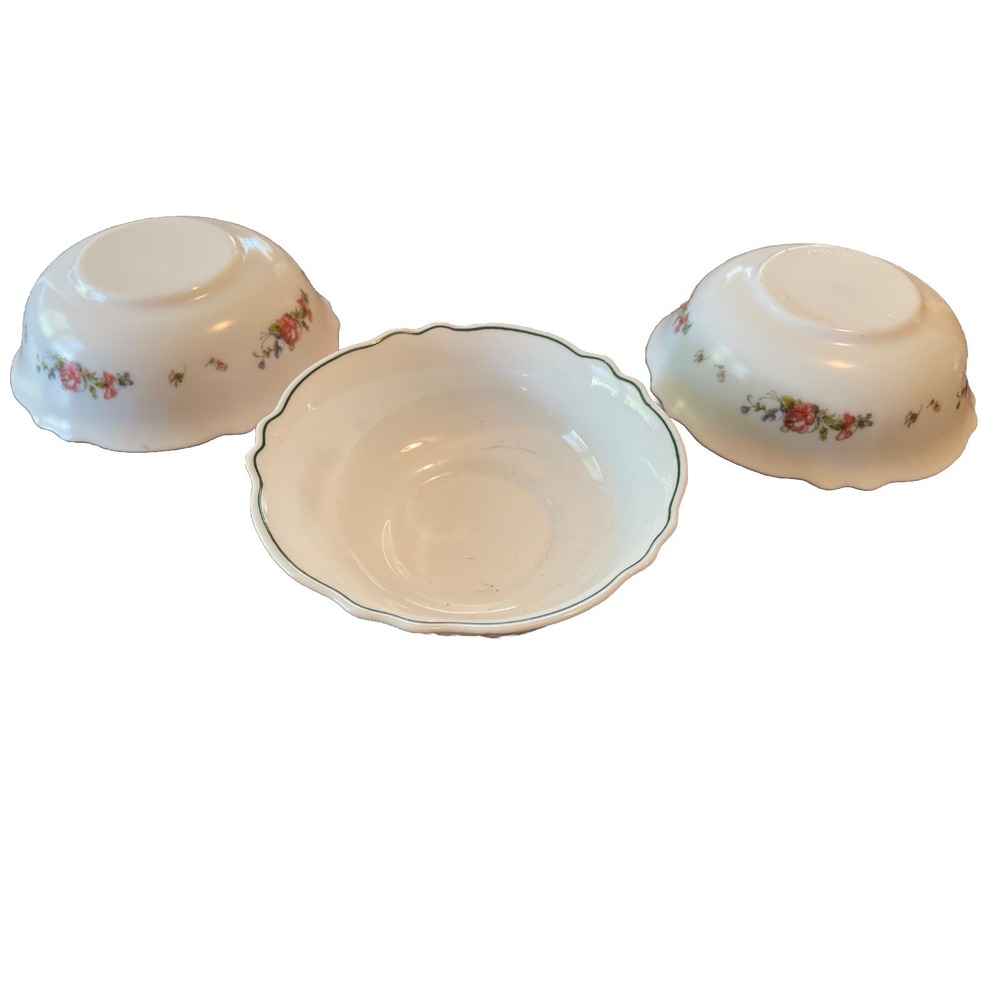 Arcopal France cereal bowls Set Of 3 cherry blossoms Milk Glass discontinued